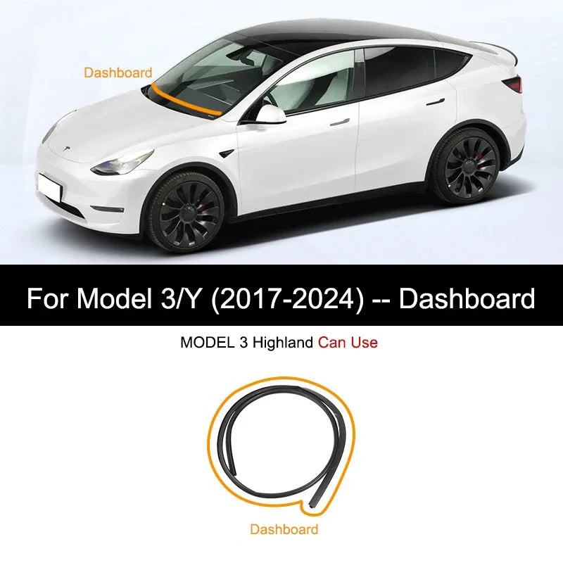 For Tesla Model Y 2021-2024 Door Seal Strip Kit Soundproof Rubber Weatherstrip for Model 3 B-Pillar Sealing Set Noise Reduction