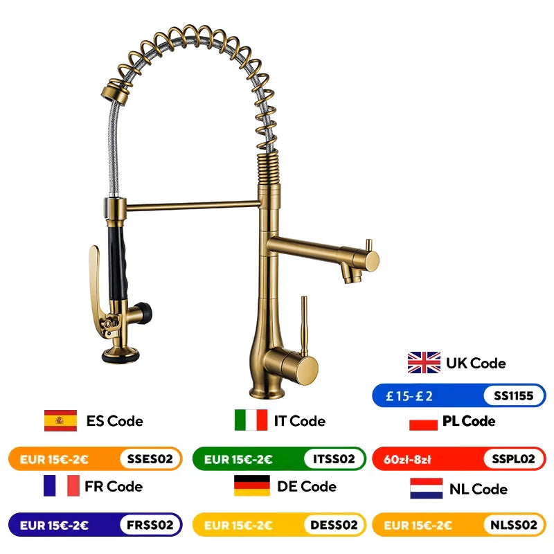 Kitchen Faucet Brushed Nickel Pull-Out  Faucet Swivel Dual Purpose Basin Sink Hot & Cold Water Faucet HMS9069