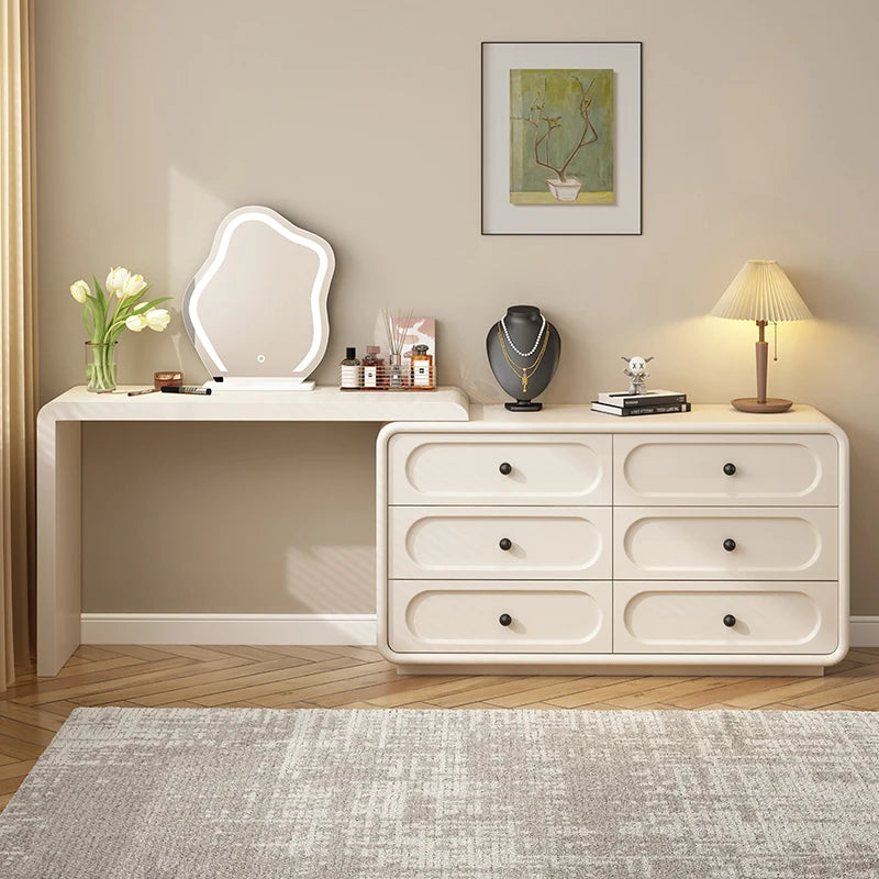 European Cream Dressing Table Storage Light Luxury Desgin Console Vanity Table Modern Drawers Penteadeira Postmodern Furniture