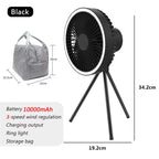 10000mAh Camping Fan Rechargeable Desktop Portable Circulator Wireless