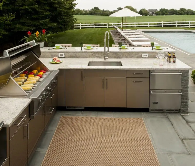 Customized Industrial Durable Outdoor Kitchen Cabinetry Complete BBQ Grill & Sink Unit for Residential & Commercial Use