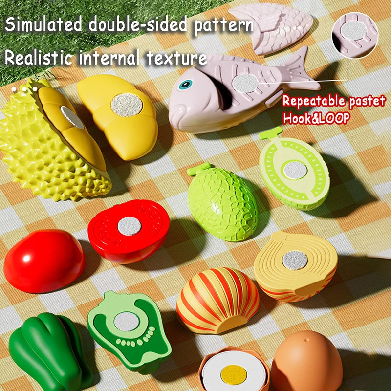 Children Pretend Play Cut Fruit Game Simulation Kitchen Toy Play House Make Pizza Vegetables Cook Set Girl Interactive Toys Gift