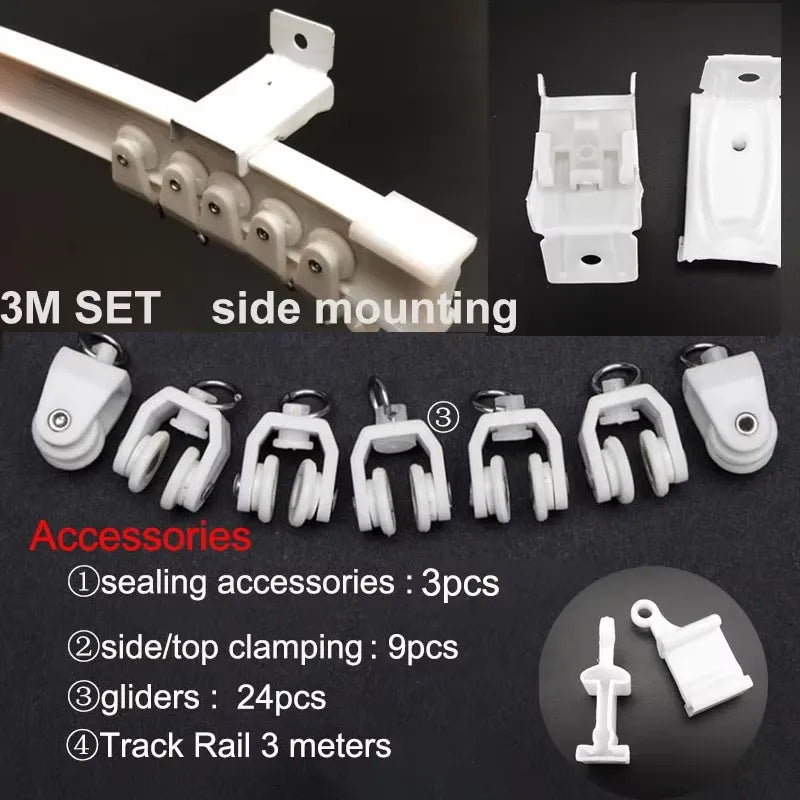 Flexible Ceiling & Wall Mounted Curtain Track Rail Bendable Plastic Steel Design for Bay Windows/Balcony 1-10M White Noise-Free