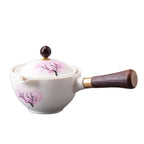 Portable Chinese Gongfu Kung Fu Tea Set 360 Rotating Teapot Ceramic Tea Maker Infuser Wooden Handle Pot Cup for Home Office