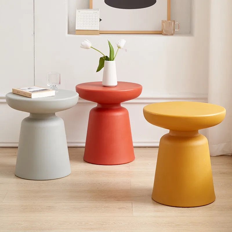 K-star Household Coffee Table Living Room Plastic Circular Macaron Color Small Size Side Table Balcony Modern And Simple 2024
