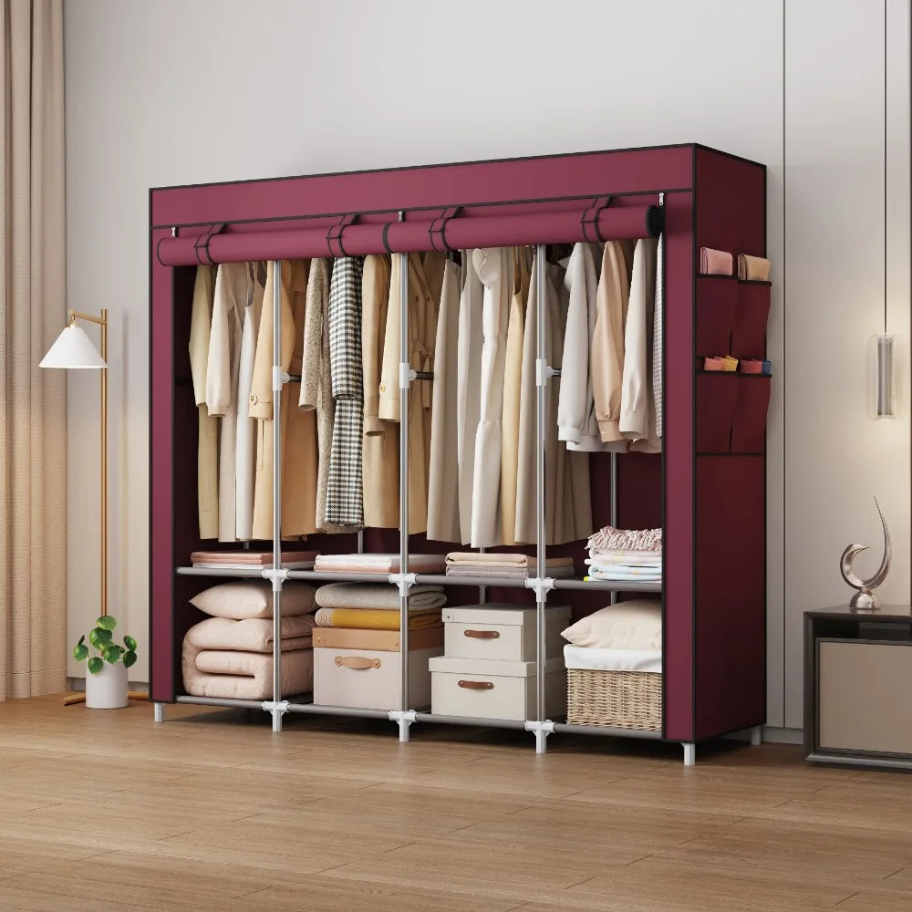 Portable Closet Large Household Multi-laye Economy Fabric Wardrobe Dustproof Rental Room Single Person Closet Clothes Organizer