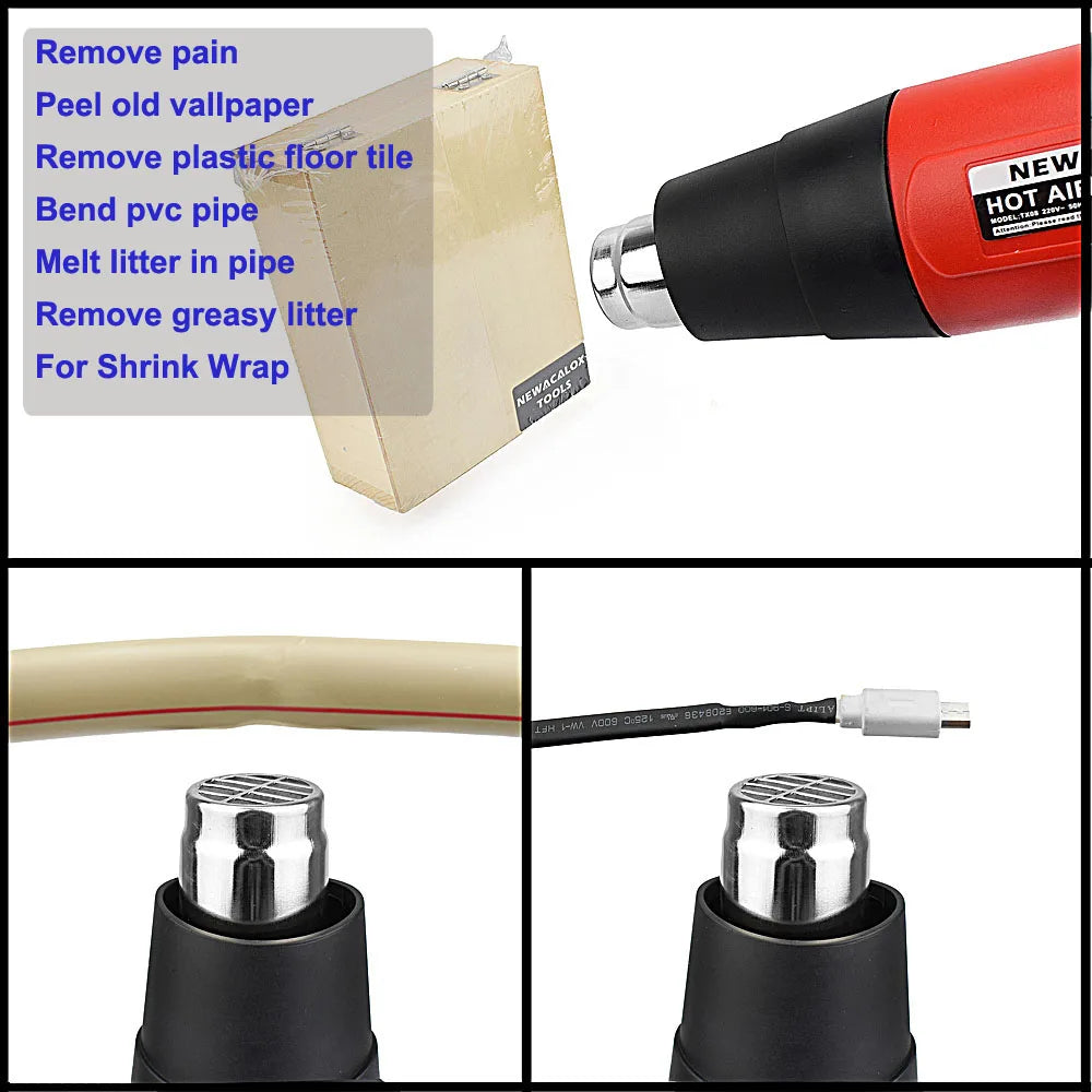 NEWACALOX Heat Gun,Variable Temperature Settings 100~650℃ Fast Heat Hot Air Gun for Vinyl Wrap, Crafts, Shrink Tubing