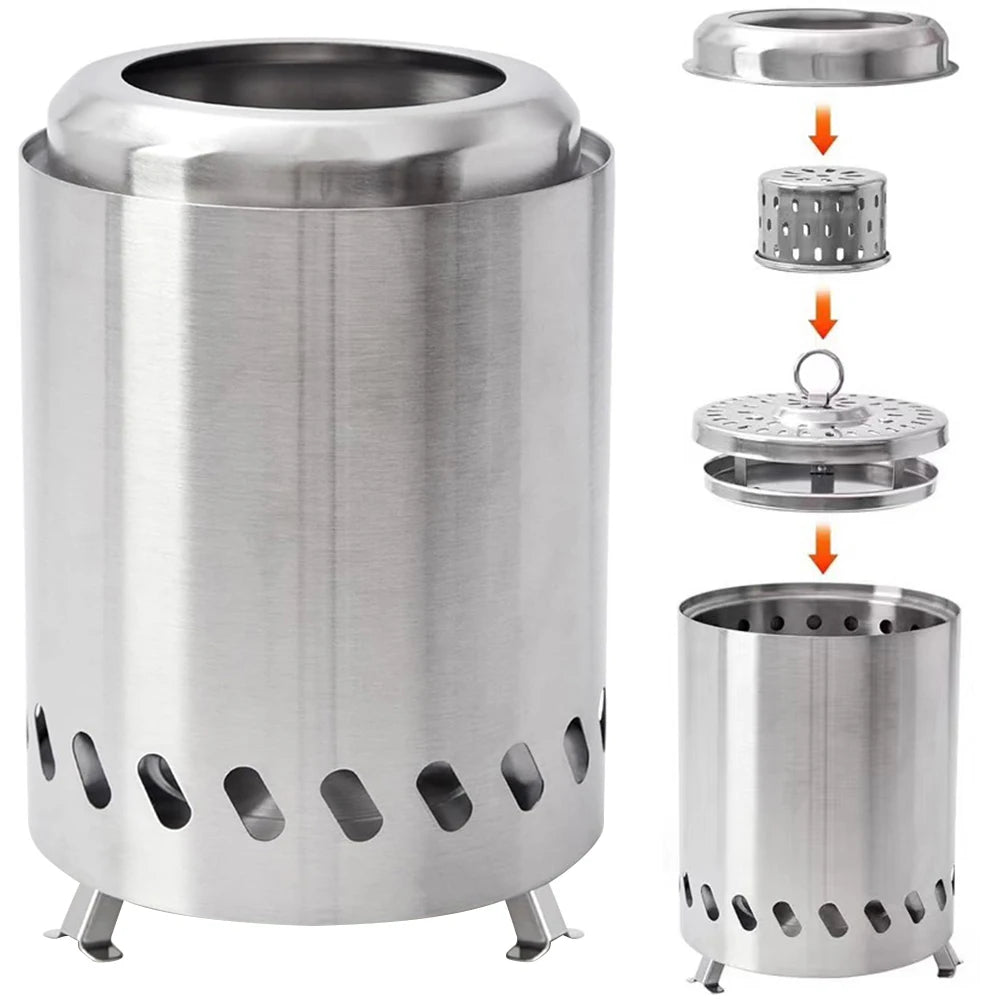 Mini Smokeless Stove Stainless Steel Burner Heater Tabletop Fire Pit Wood Burning Or Pellet Fueled Stove for Outdoor Camping BBQ