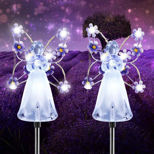1/2/4Pack Solar Garden Light Fairy Angel Solar Powered Fairy Light LED Outdoor Decorative Pathway Light for Cemetery Grave Yard