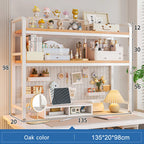 Bookcase With Grid Bookshelf Desktop Multi-layer Wrought Iron Shelf Student Computer Desk Table Hole Board Table Wooden Shelves