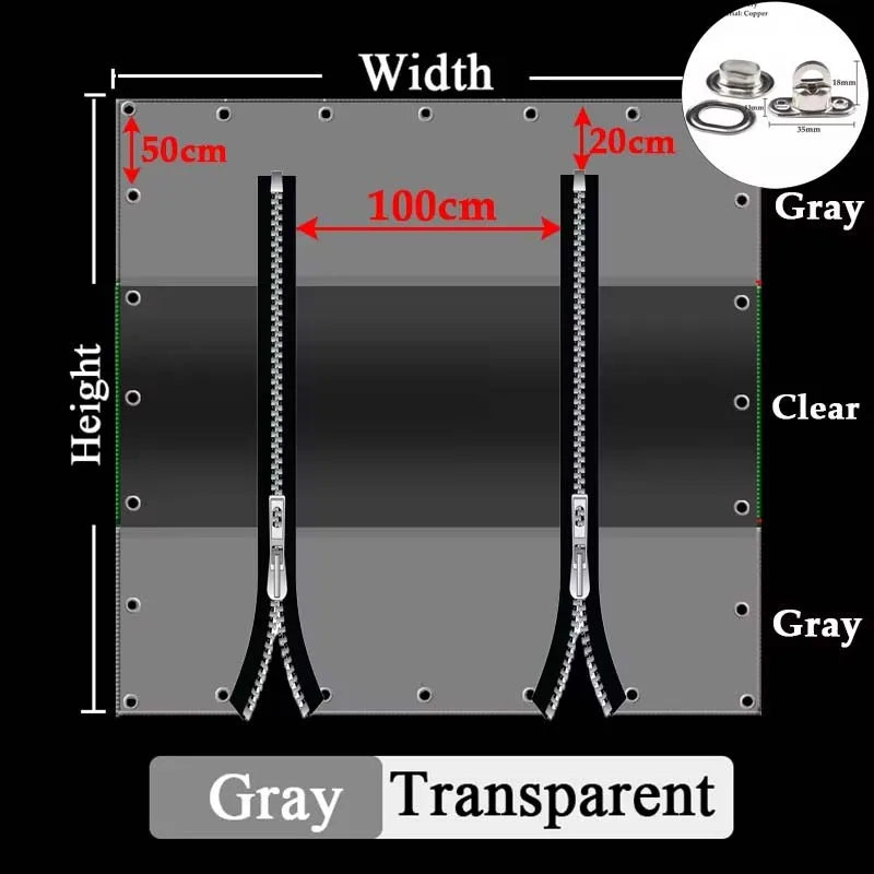 Customizable Transparent Zipper Tarpaulin with Twist Lock Pergola See Though Tarpaulin Heavy Duty Carwash Room Waterproof Screen