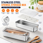 Stainless Steel Tableware Storage Container Chopsticks knife Fork Organizer Box Kitchen Acceesories Dish Drainer Storage Box