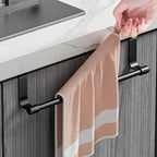 1pcs Wall-Mounted Kitchen Cabinet Towel Rack - Space-Saving Dishcloth Holder For Home And Bathroom No Drilling Require