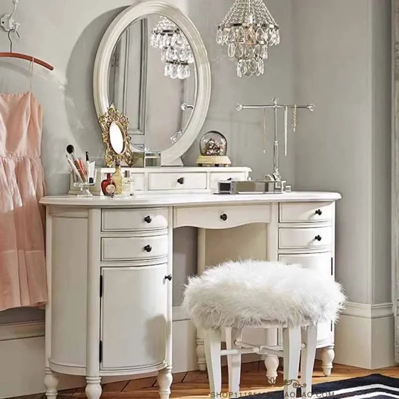 Modern Mirror Dresser Eithe Girl Makeup Luxury Women Wooden Dressing Table Storage White Large Coiffeuse Nordic Home Furniture