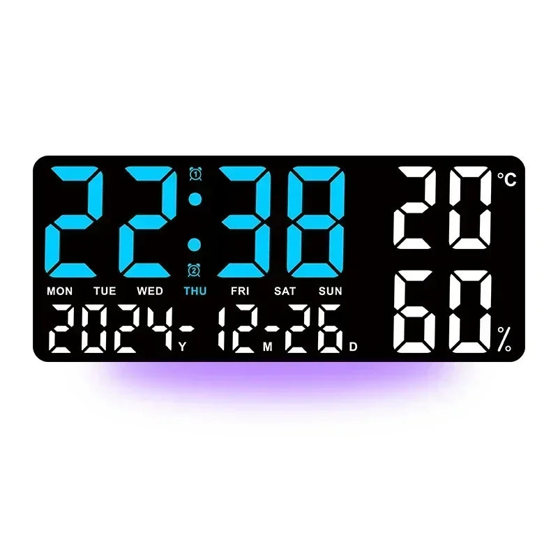 Large LED Digital Wall Clock Alarm Clock with Timing Function Remote Control Ambient Light for Living Room Office Bedroom Decor