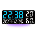 Large LED Digital Wall Clock Alarm Clock with Timing Function Remote Control Ambient Light for Living Room Office Bedroom Decor