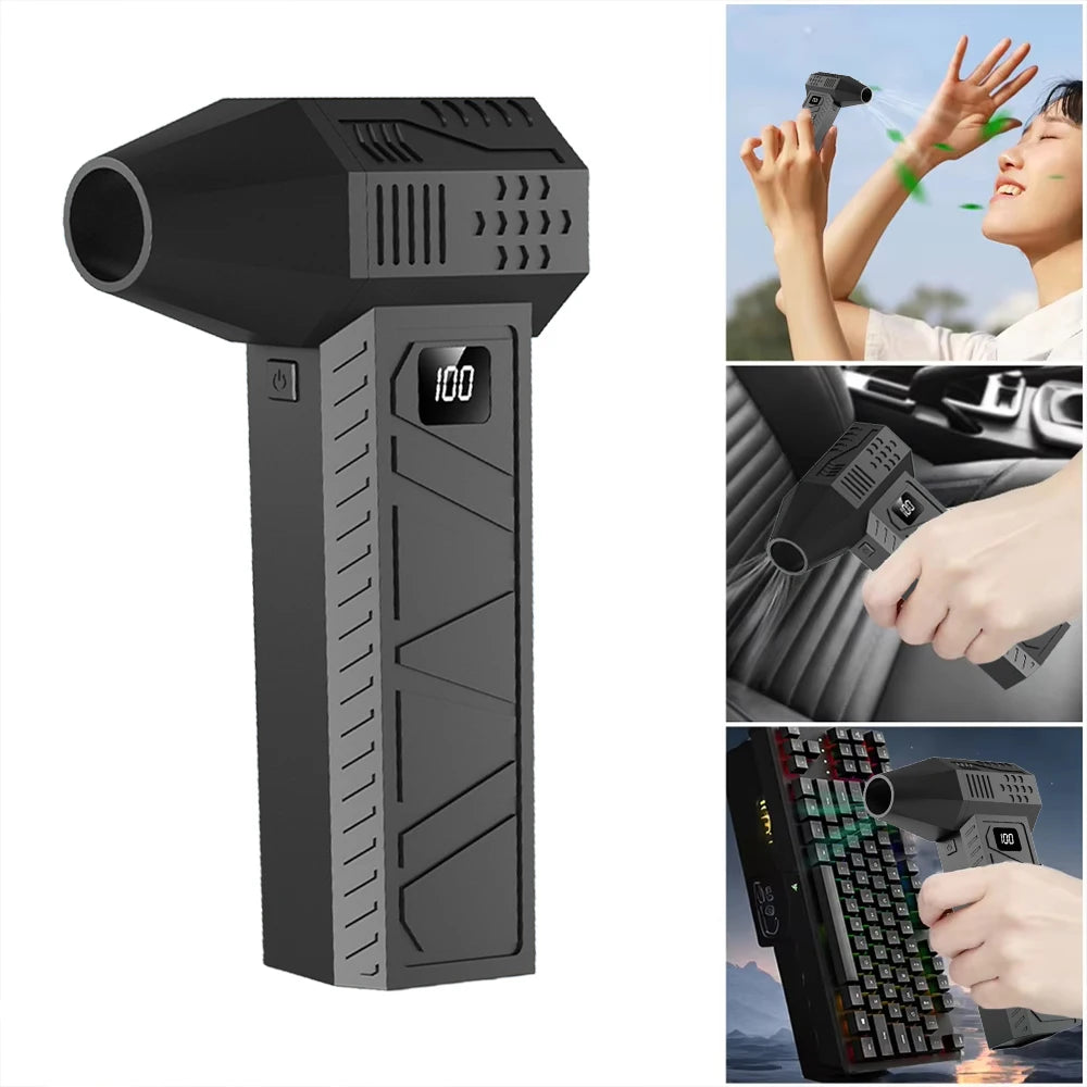 800000RPM Handheld fan Strong Wind 100 Gear Wind speed LED Digital Display Adjustable Turbo Portable Outdoor Handheld Fan