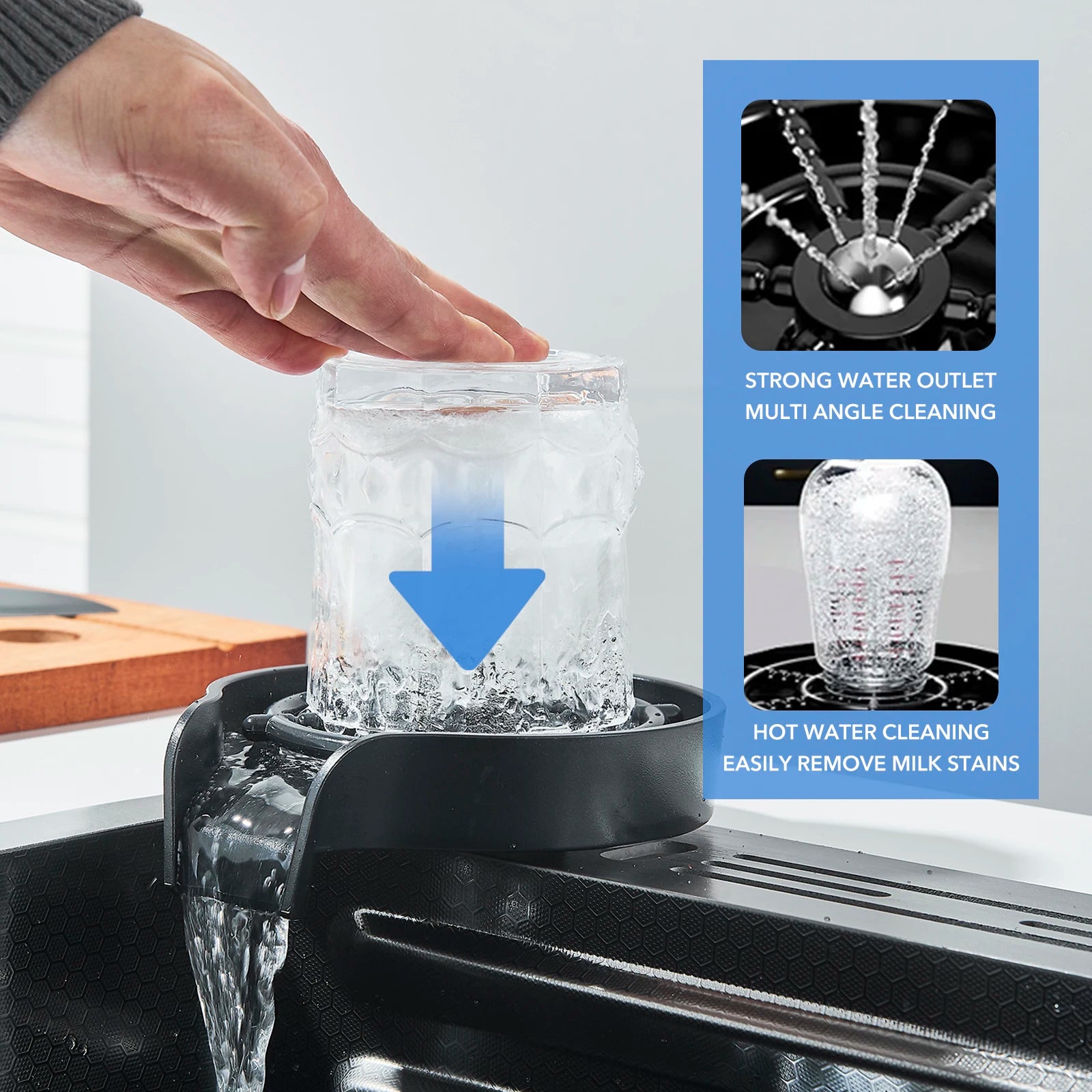 304 Stainless Steel Waterfall Kitchen Sink Large Single Slot Integrated 60X45cm Faucet Set Soap Dispenser Pure Water Tap