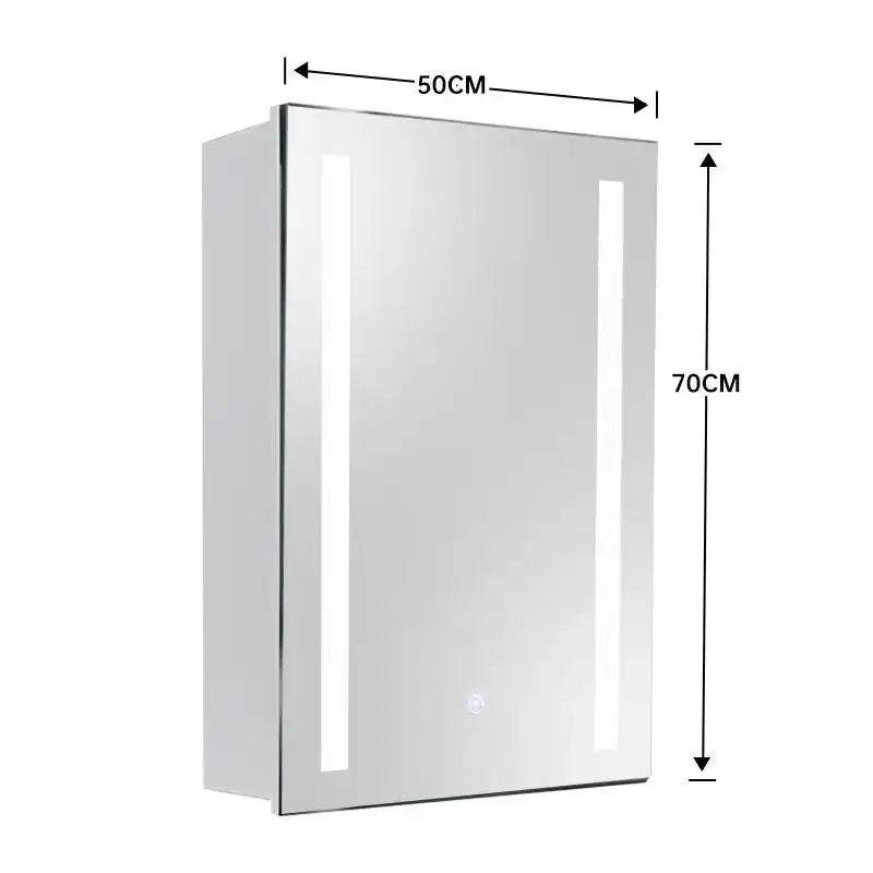 LED Illuminated Anti-fog Wall Mounted Mirror Cabinet Touch Switch with Shaver Socket,500x700MM