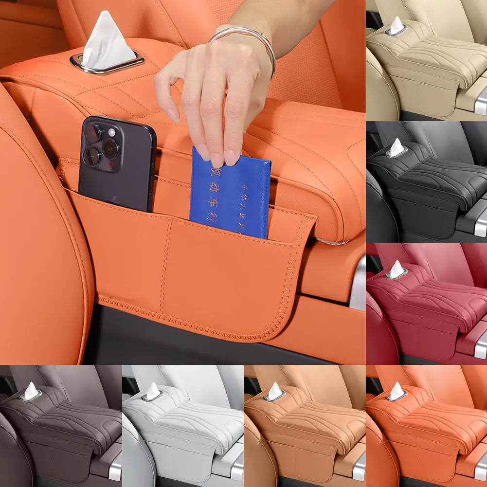 For Haval H9 2rd 2024 2025 Car Armrest Box Height Increase Pad Car Armrest Box Storage Bag Car Leather Protective Cover