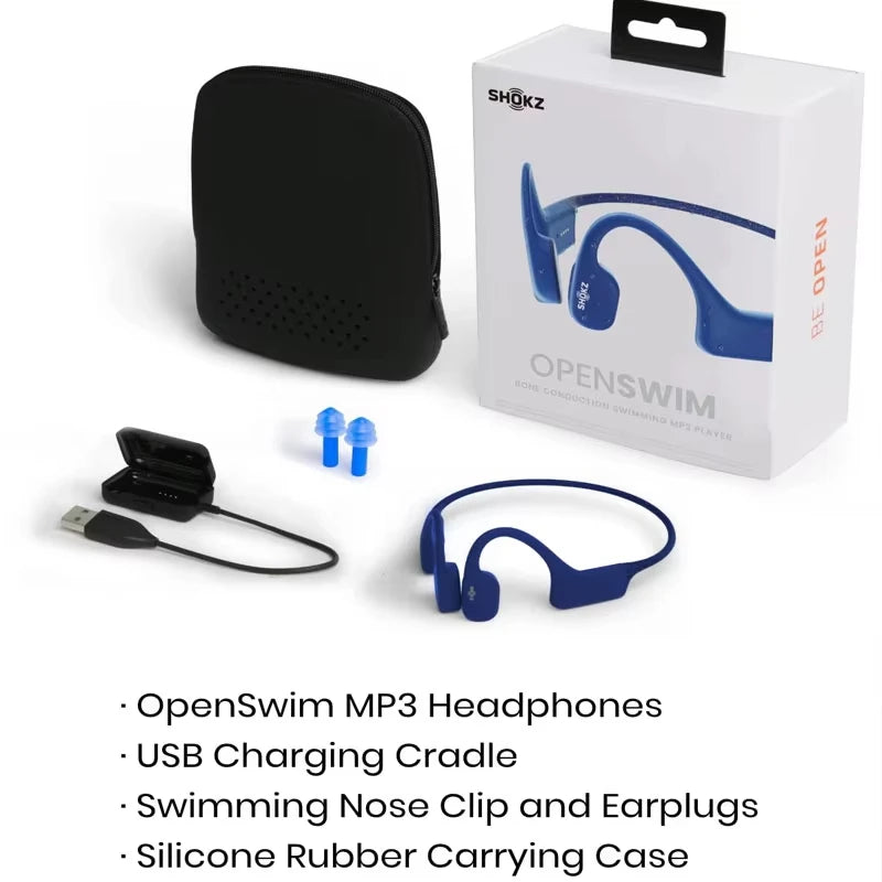 Shokz OpenSwim Shokz S700 Bone Conduction 4GB MP3 Music Player IP68 Waterproof Wireless Earphones for Swimming,Sports,Running