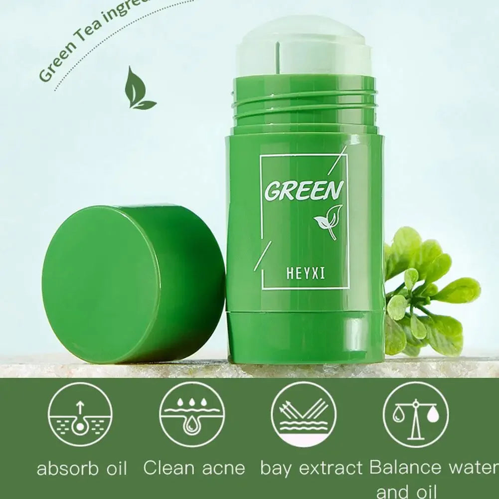 Green Tea & Eggplant Solid Mud Mask - Deep Cleansing, Oil Control, Pore Shrinking & Blackhead Remover | AlluCanFind
