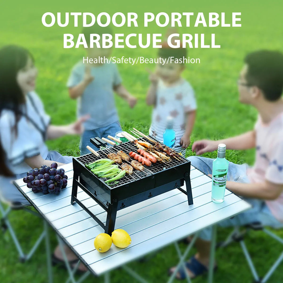 Portable Mini Charcoal BBQ Grill - Stainless Steel Tool Kit for Outdoor Cooking & Camping | AlluCanFind