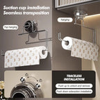 Kitchen Storage Rack Suction Cup Wall Mounted Non Perforated Stainless Steel Tissue Holder Bathroom Storage Home Storage
