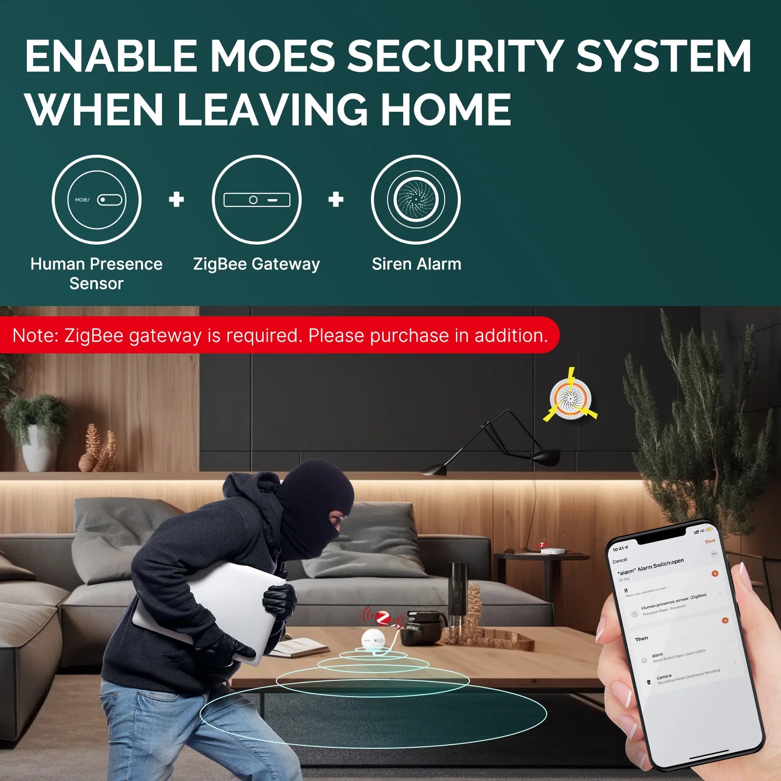 MOES ZigBee Human Presence Sensor Detector Radar Wave Detection Sensor for Home Security Tuya Smart Human body Exists Sensor
