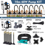 60w Self-priming Pump Garden Misting Cooling System 360° Free-bend Misting Nozzle Adjustable Fine Atomizer for Outdoor Watering