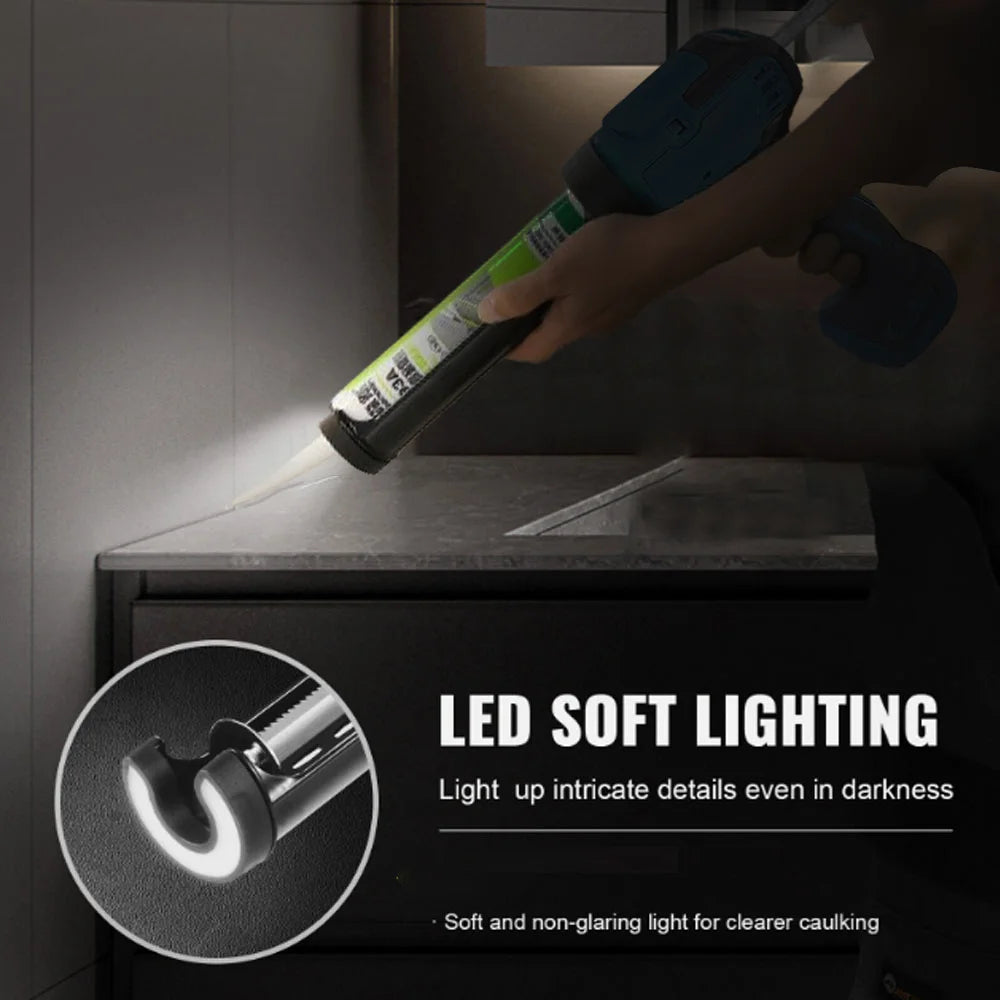 Electric Caulking Gun For Dewalt 20V 18V Battery  6 Gear Adjustable Speed Cordless Caulking Gun Glass LED Electric Silicone Gun