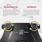 Klaif Electric Pizza Maker, 420℃, 1200 Watt, 5 Separate Temperature Levels, Flame Resistant Stone Plate 1200W 31cm
