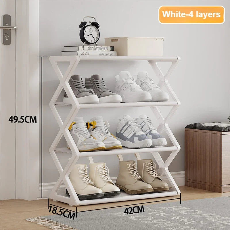 Home Shoe Shelf Organizer Sturdy 4 Tier Shoe Rack Foldable Dustproof Storage for Entryway Bedroom Closet Space Saving Organizer