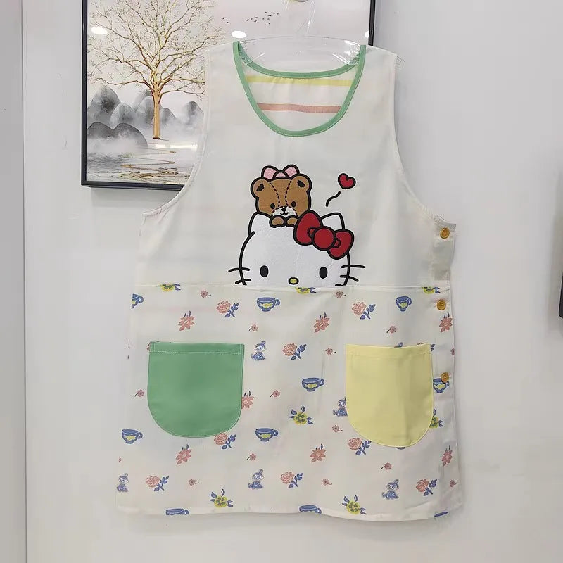 Miniso Hello Kitty Polyester Cotton Adult Apron Women Men Household Kitchen Product Avental De Cozinha Delantal Cocina