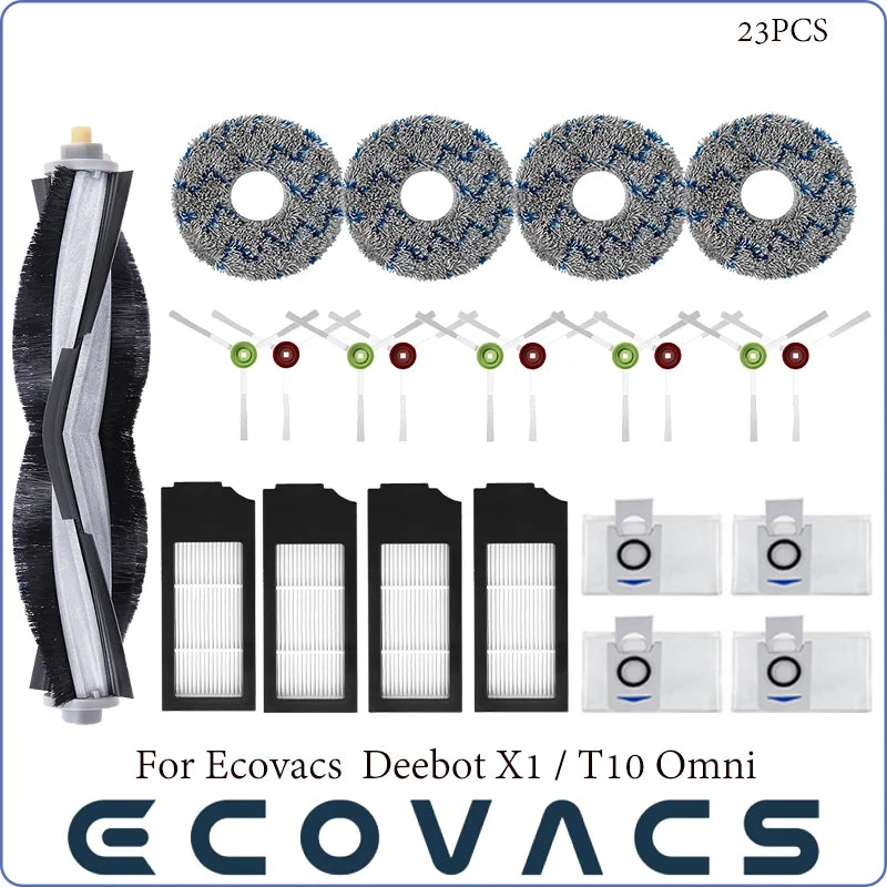 Ecovacs Deebot X1 OMNI / T10 OMNI Robot Vacuum Cleaner Spare Parts, Rubber / Side Brush, Cover,Hepa Filter, Mop Rag, Dust Bag