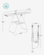SONGMICS Clothes Drying Rack, with Sock Clips, Metal Laundry Rack, Foldable, Space-Saving, Free-Standing Airer