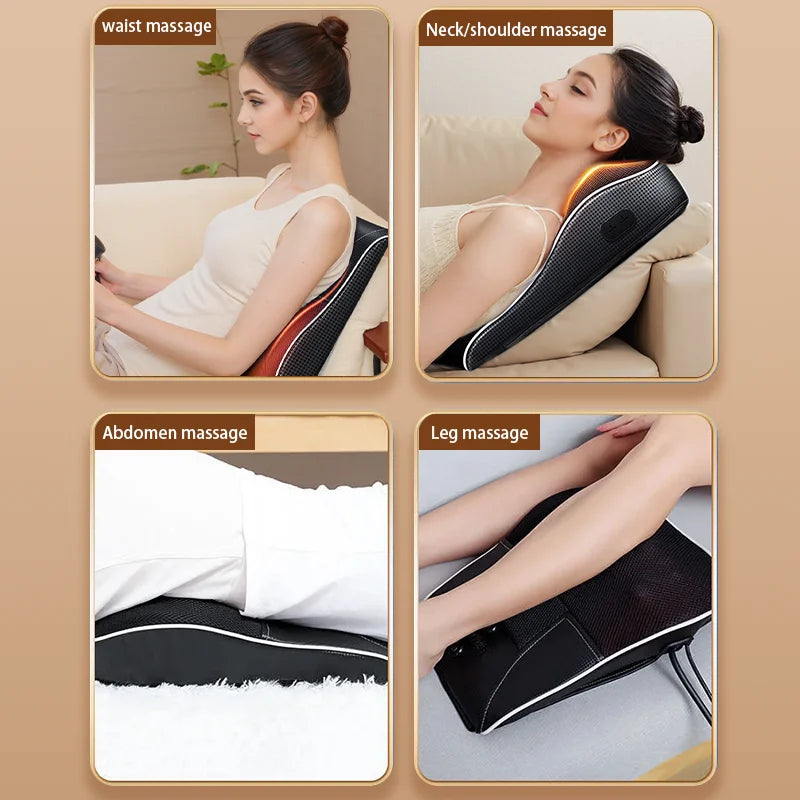 Manufacturer Direct Electric Shiatsu Head Neck Cervical Traction Body Massager Car Back Pillow with Heating Vibrating Massage | AlluCanFind