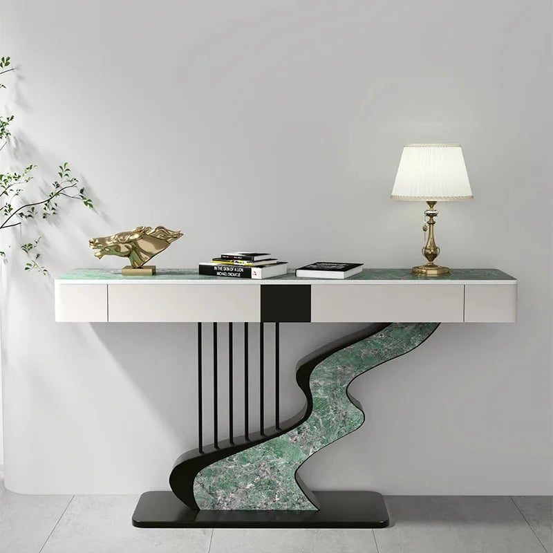 Nordic designer Fashion Wall Hall Porch Decorative Cabinet Semi-circular Slate Console Tables for Living Room Entrance Furniture