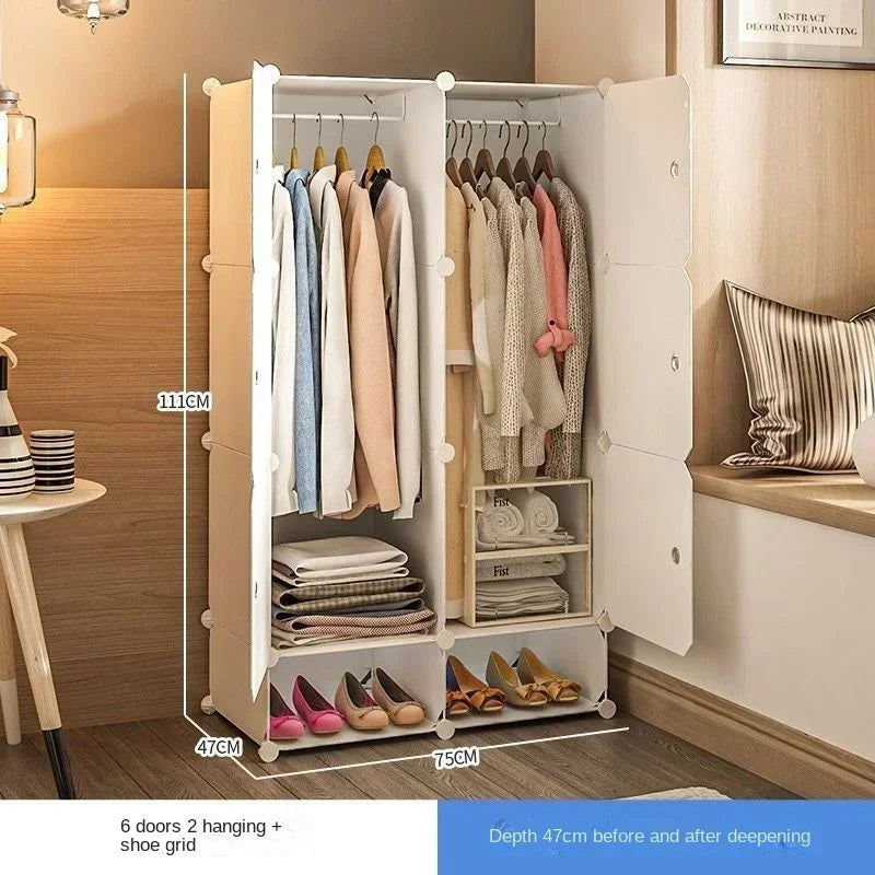Simple Wardrobe Clothes Folding Cabinets Dressers Cube Storage Locker Plastic Collapsible Dustproof Home Bedroom Furniture