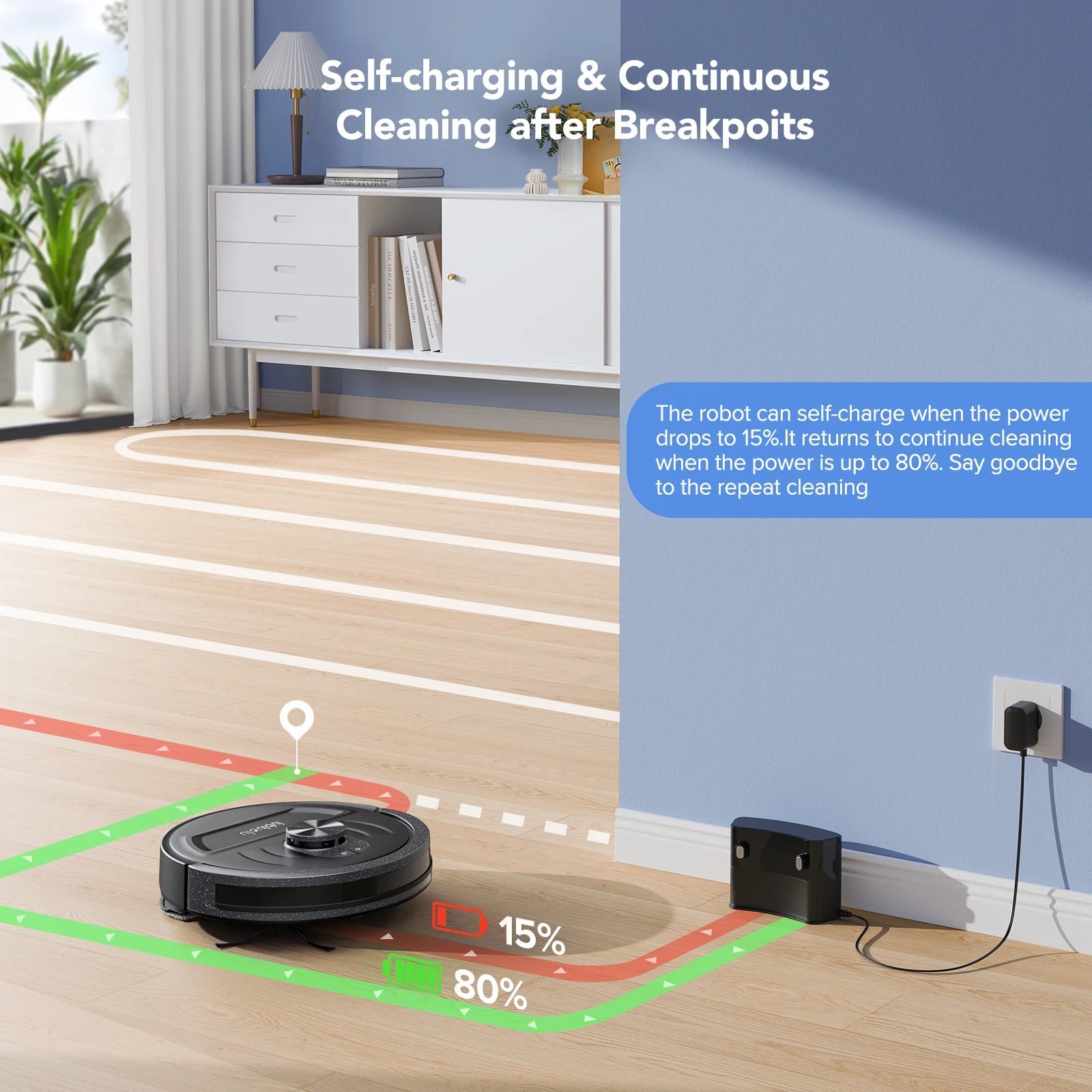 Lubluelu L20 5500Pa Robot Vacuum and Mop, 3 in 1 Robotic Vacuum Cleaner,  Smart Mapping, 30 No-go Zones, for Carpet Pet Hair