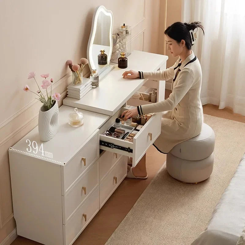 White Chest Drawers Makeup Vanities Unit Beauty Dressers Bedroom Table Desk Mirror Sink Hotel Bathroom Hairstyle Salon Furniture
