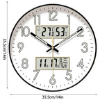 Modern Design Clock Silent Non Ticking Round Luminous Wall Clock with Calendar Large Digital Display Night Light Wall Clock