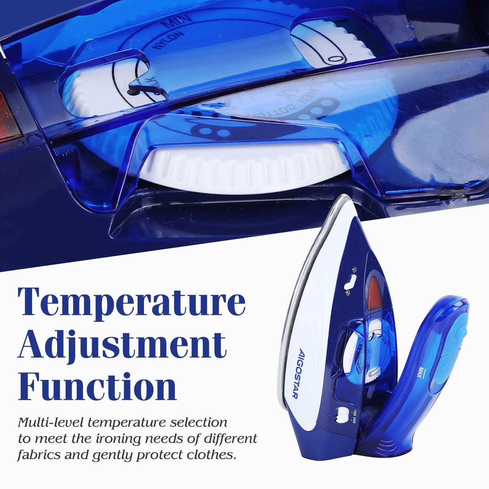 Travel steam iron 1100W, travel iron 110/240V, portable foldable handl