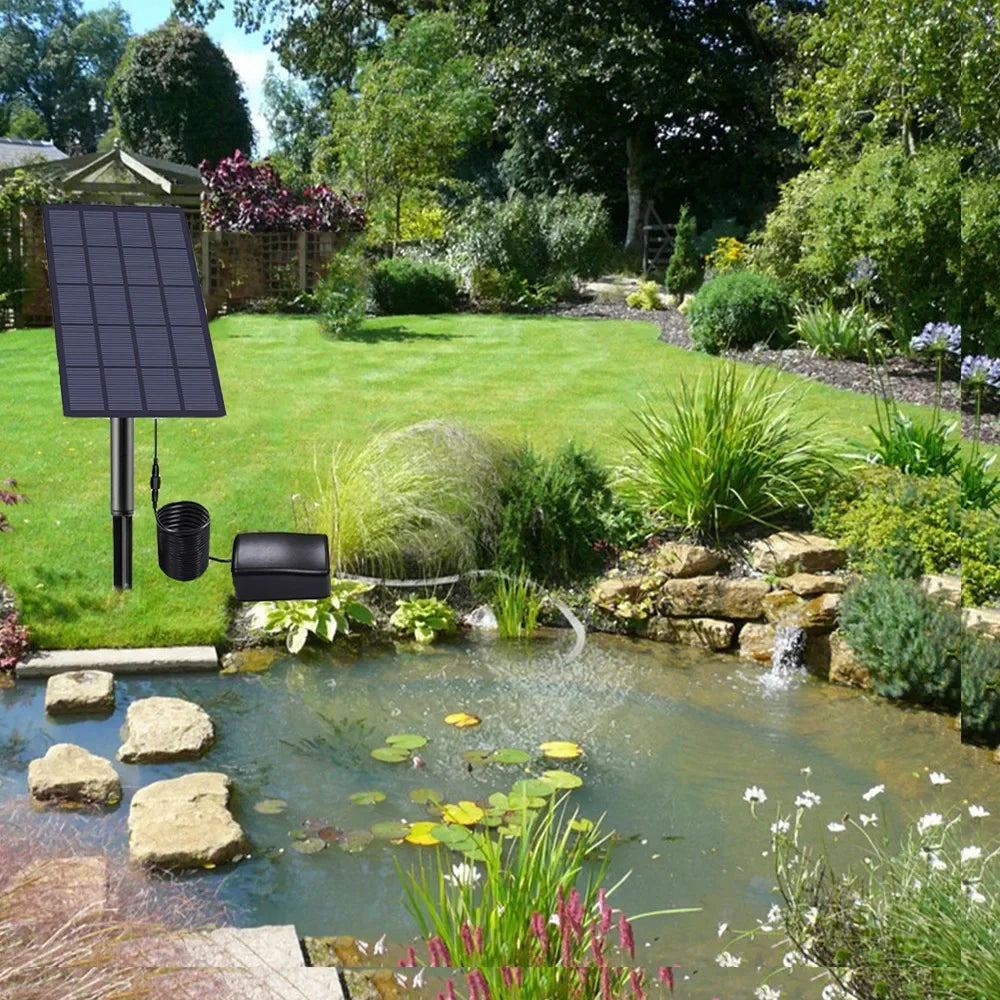 6V 2W Solar Panel Water Pump Solar Powered Oxygenator 0.8L/min Air Oxygen Pump Aerator Battery-free for Landscape Decoration