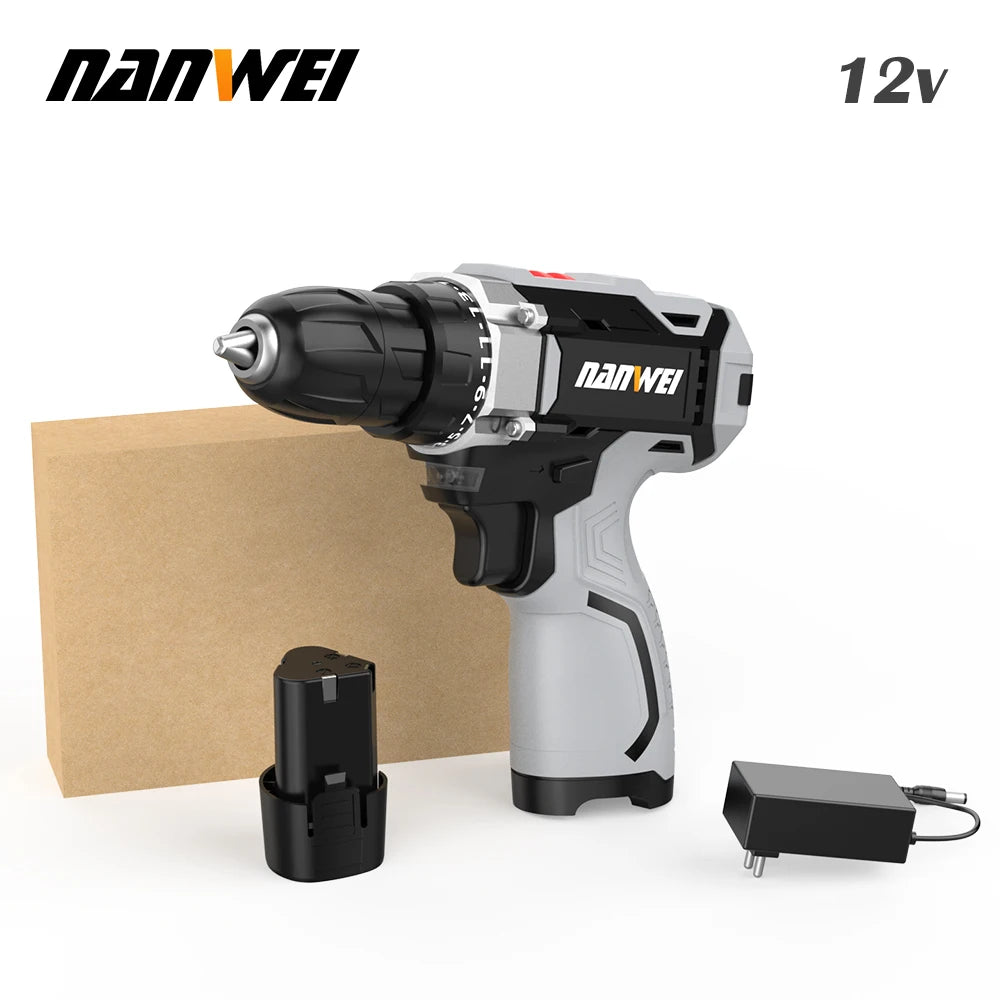 NANWEI Rechargeable Hand-held Electric Mini Screwdriver Multifunctional Impact Drill for home use