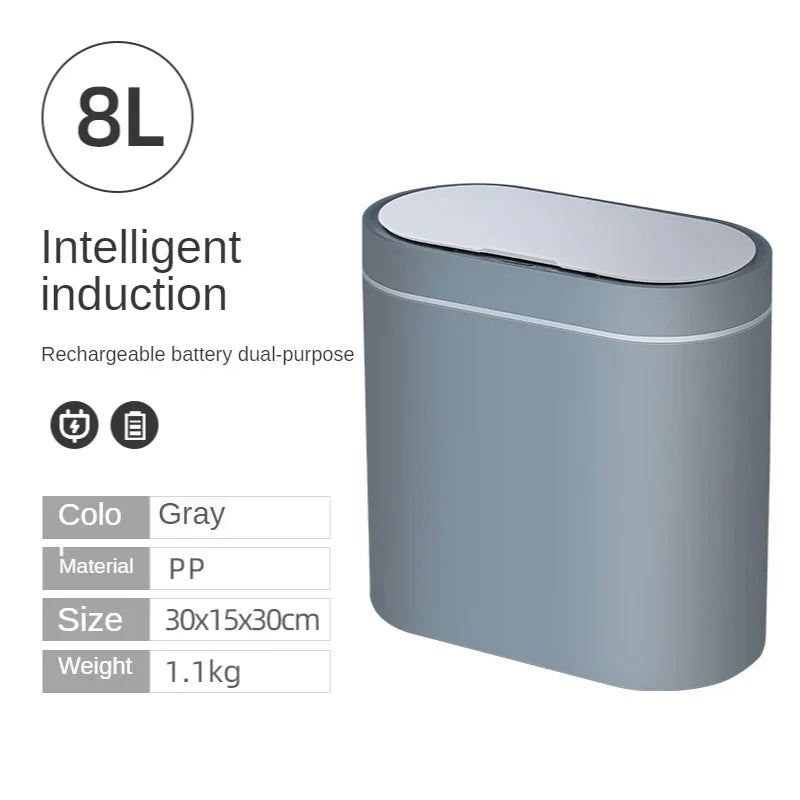 7L Trash Can Smart Sensor Automatic Household Electronic Kitchen Trash Bin Toilet Waterproof Narrow Seam Sensor Bin Trash Can