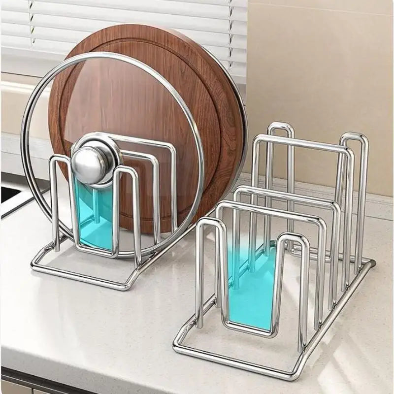 Kitchen Storage Solution Rustproof Pot Lid Rack Stainless Steel Storage Rack Multifunctional Chopping Board Organizer For Home