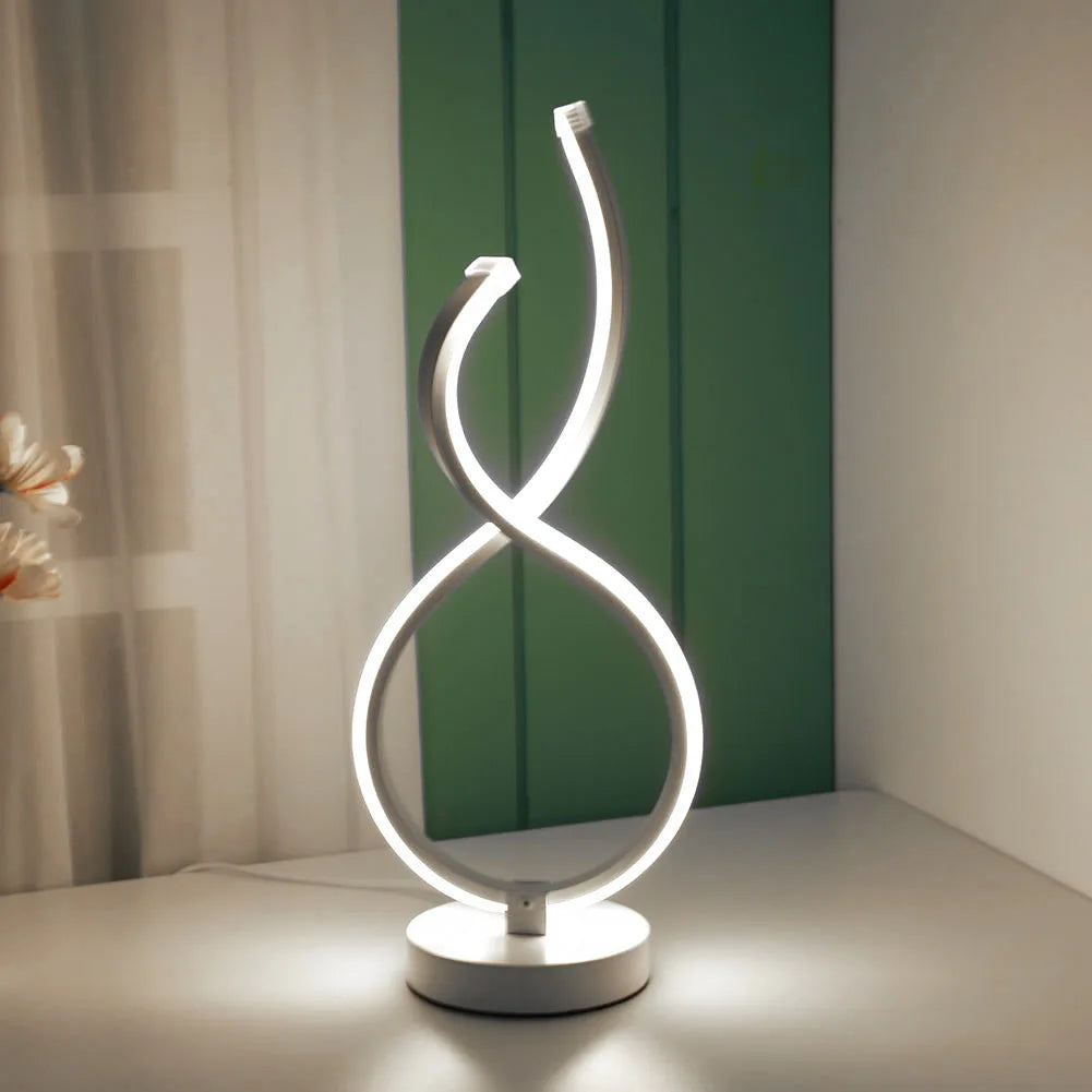 Modern Spiral LED Table Lamp Metal Bedroom Bedside Desk Lights Home Living Study Room Eye Protection Reading Night Lighting
