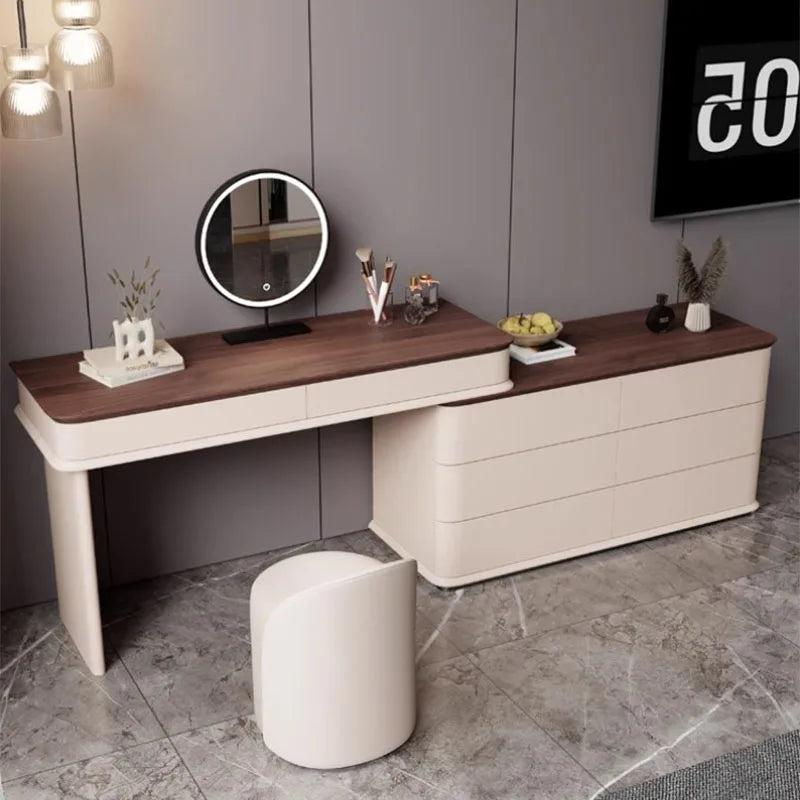 Makeup Mirror Wooden Dresser Set Bedroom Brown Natural Modern Vanity Dressers Nordic Storage Drawer Coiffeuse House Accessories