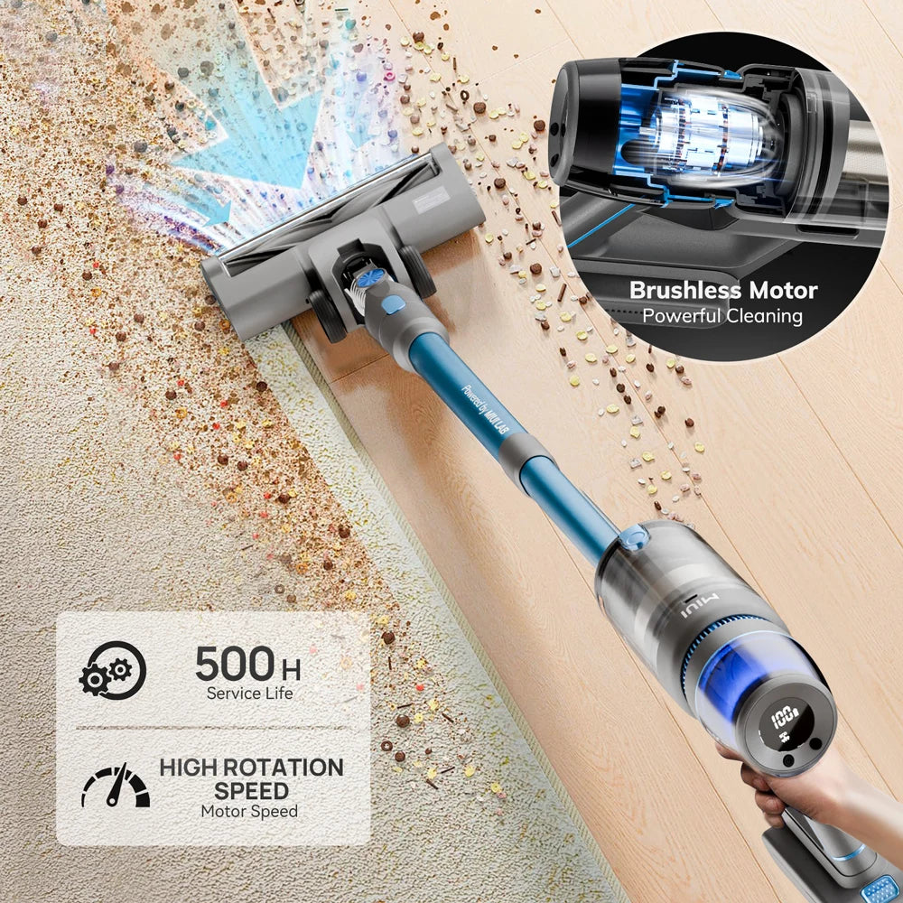 Cordless Vacuum Cleaner with Brushless Motor Efficient  Cleaning with Upgrade Anti -Tangle Roller Brush for Home and Pet Hair